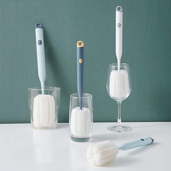 Silicone Sponge Bottle Dish Brush With Handlenonscratch Washing Scrubber Cleaner For Winewhiskey Glass Cups Tumblers Silicone Bottle Brush Cleaner 1