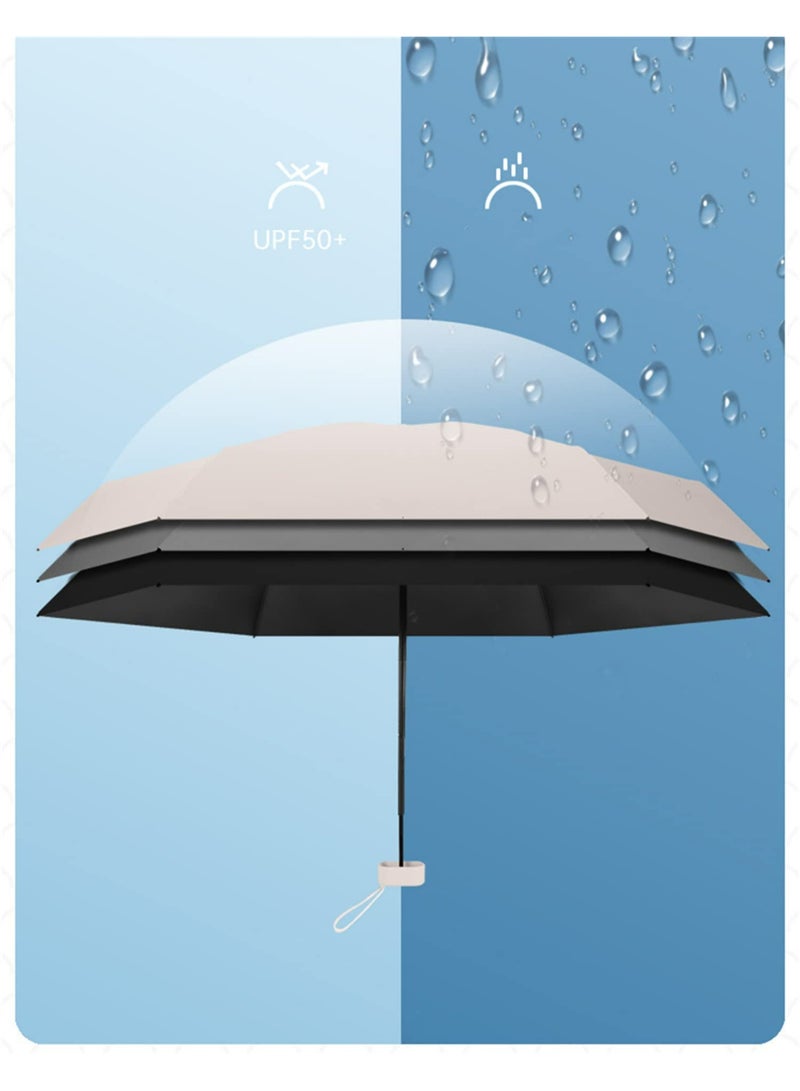CMGTYYD. مظلة صغيرة للحقيبة، حماية من الأشعة فوق البنفسجية UPF 50+ - مظلة صغيرة خفيفة الوزن للسفر للمطر والشمس - مظلة قابلة للطي 5 مرات للنساء والأطفال، ألوان متعددة - Image 3