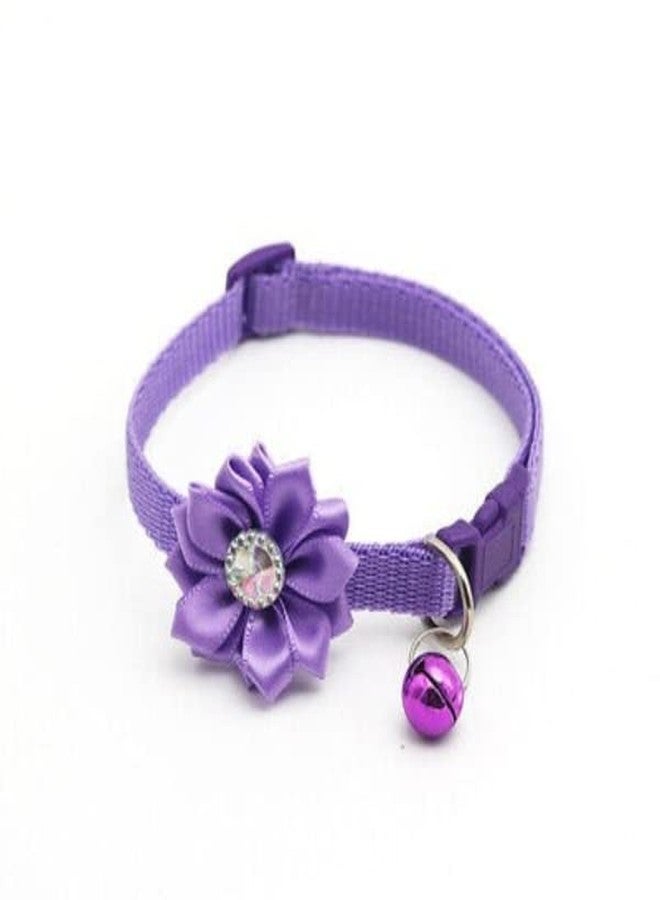 Litvibes Cat & Puppy Collars Set of 3 with Bell & Flower Design,Kitten & Small Dogs Soft Nylon Adjustable Collar,Safe,Solid & Protective Breakaway,Cute Kitty Neckband -(Purple,Dark Pink,Light Pink) - Image 3