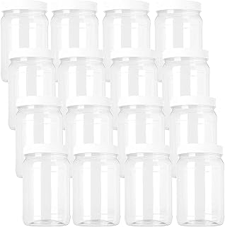 Fasmov 16 Pack 17 oz Plastic Jars with Screw on Lids Storage Jars with White Sealing Caps, Wide Mouth, BPA Free, PET - Image 1