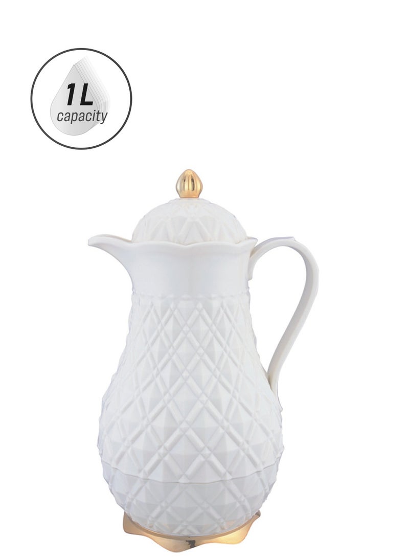 REEM Plastic Coffee/Tea Flask 1 Liter Ivory/Gold