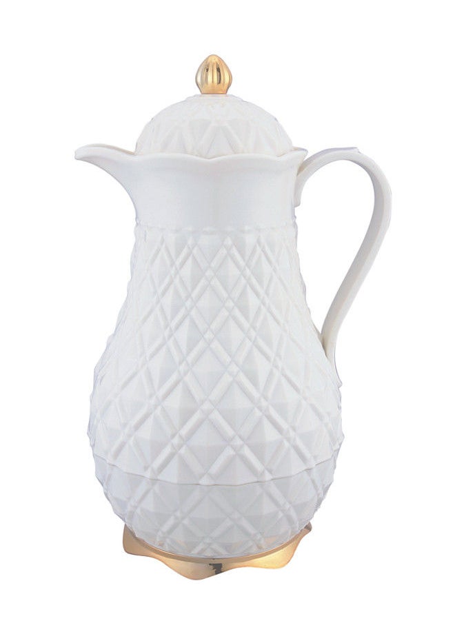 Plastic Coffee/Tea Flask 1 Liter Ivory/Gold 