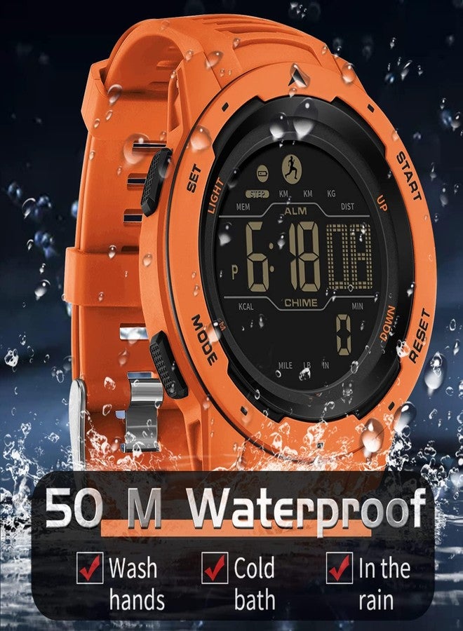 findtime Men's Digital Watch Waterproof Pedometer Watches Sport Watch Step Counter Calorie Military Watch with Stopwatch Alarm LED Backlight Countdown - Image 3