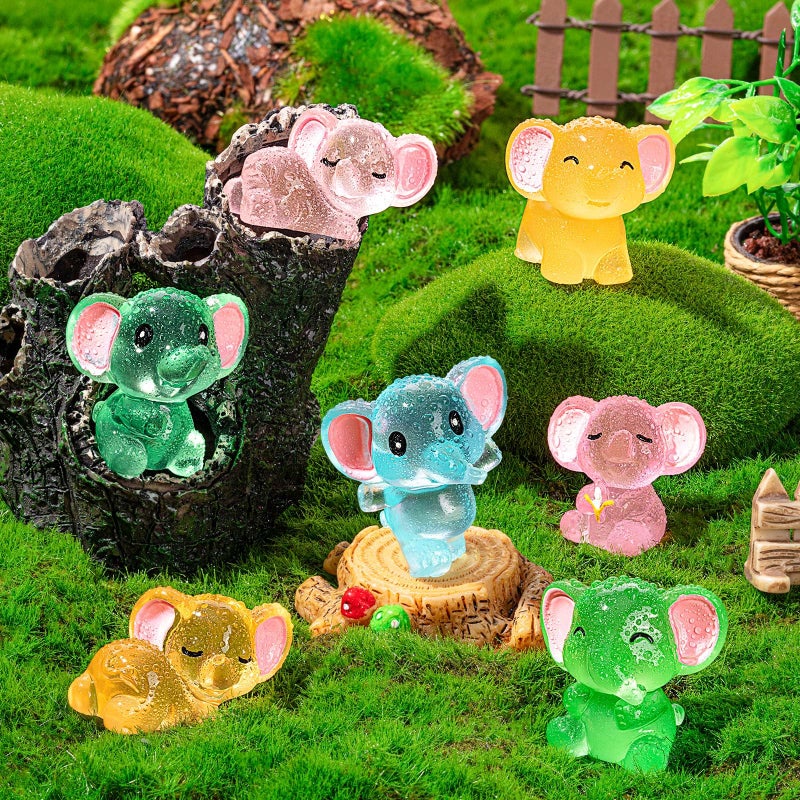 GDZRDFLH 24 Pcs Mini Resin Elephant Animals Figures Cute Luminous Resin Miniature Elephant Small Garden Accessories Bulk Glow in The Dark for Fairy Garden Terrarium Accessories Decor Micro Landscape Craft - Image 3