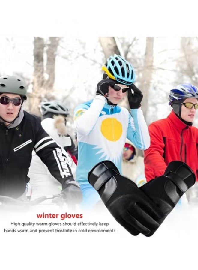 هالامودو قفازات شتوية تعمل باللمس للرجال والنساء، قفازات جلدية سميكة لركوب الدراجات، قفازات محبوكة دافئة، قفازات حرارية مقاومة للماء والرياح للمشي لمسافات طويلة والقيادة وركوب الدراجات والتزلج - Image 3