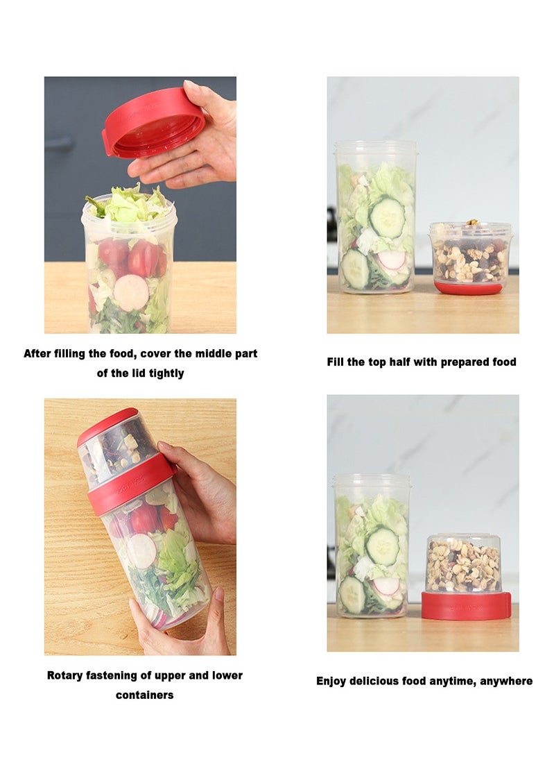 Vermaney - Breakfast On The Go Cup Double Layer Leak-proof Cereal and Milk Container Portable Food Storage Container for Salad Yogurt Fruit and Nut, Microwave & Freezer Safe (150ml+330ml) - Image 1