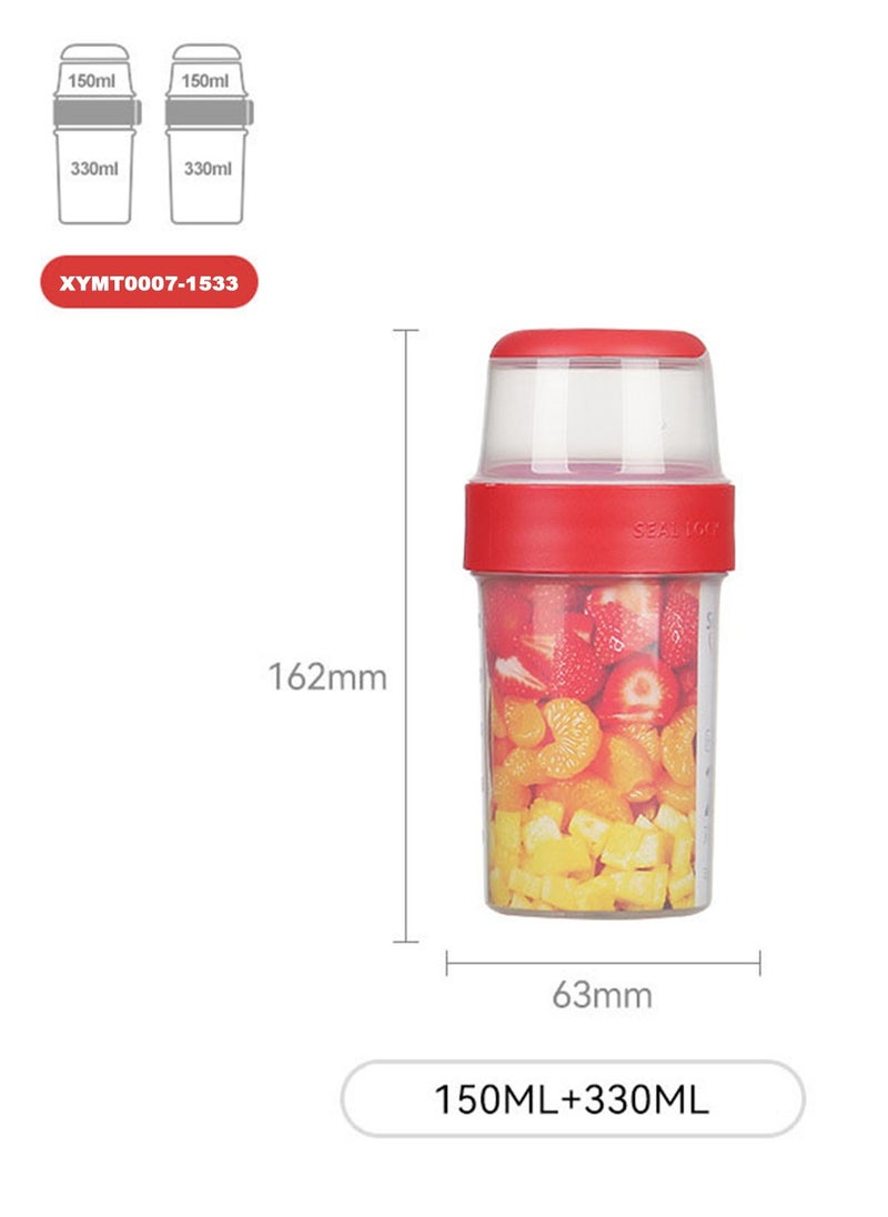 Vermaney - Breakfast On The Go Cup Double Layer Leak-proof Cereal and Milk Container Portable Food Storage Container for Salad Yogurt Fruit and Nut, Microwave & Freezer Safe (150ml+330ml) - Image 1