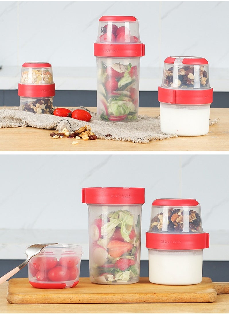 Vermaney - Breakfast On The Go Cup Double Layer Leak-proof Cereal and Milk Container Portable Food Storage Container for Salad Yogurt Fruit and Nut, Microwave & Freezer Safe (150ml+330ml) - Image 1