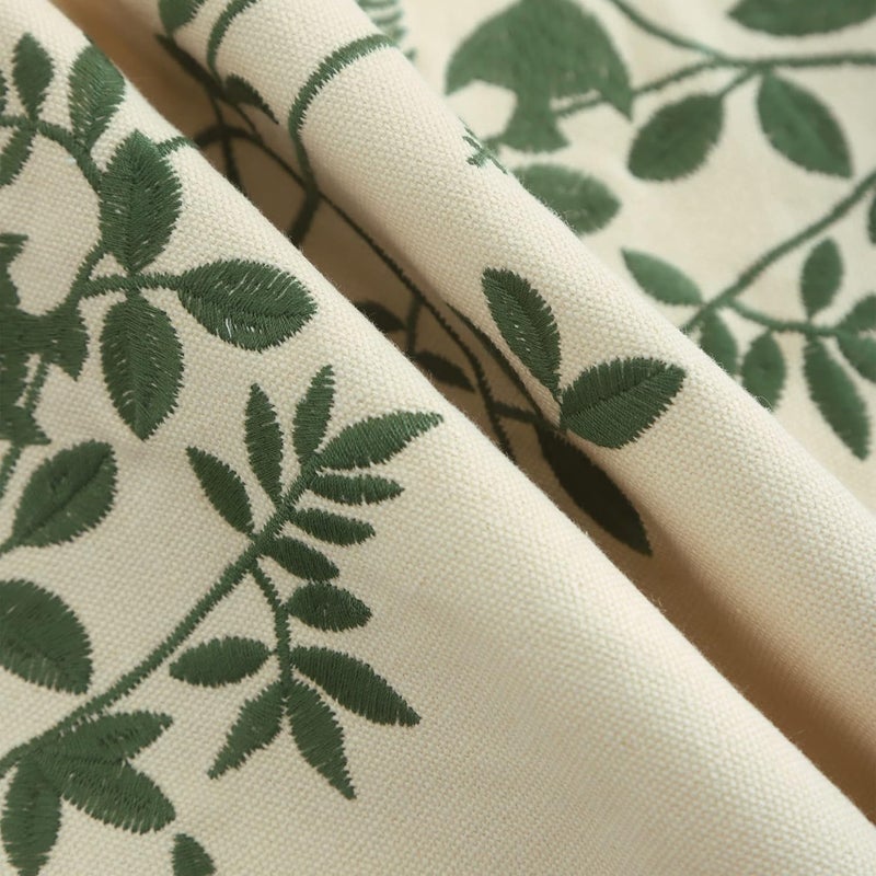 Tosleo Embroidered Throw Pillow Covers 18x18 2 Pack Green Leaves Surrounding Decorative Throw Pillow Covers Farmhouse Decorative Pillow Covers Spring Cushion Covers - Image 3