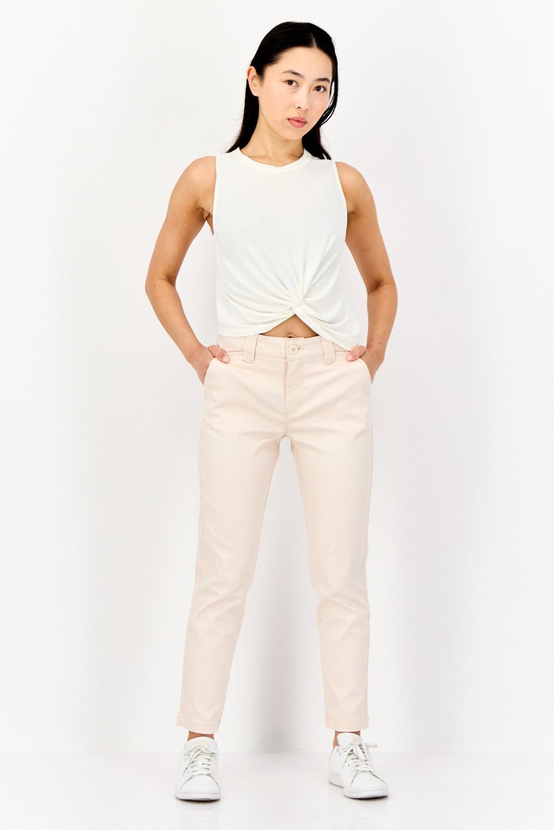 SALSA Women Slim Fit Solid Chino Pants, Cream - Image 4