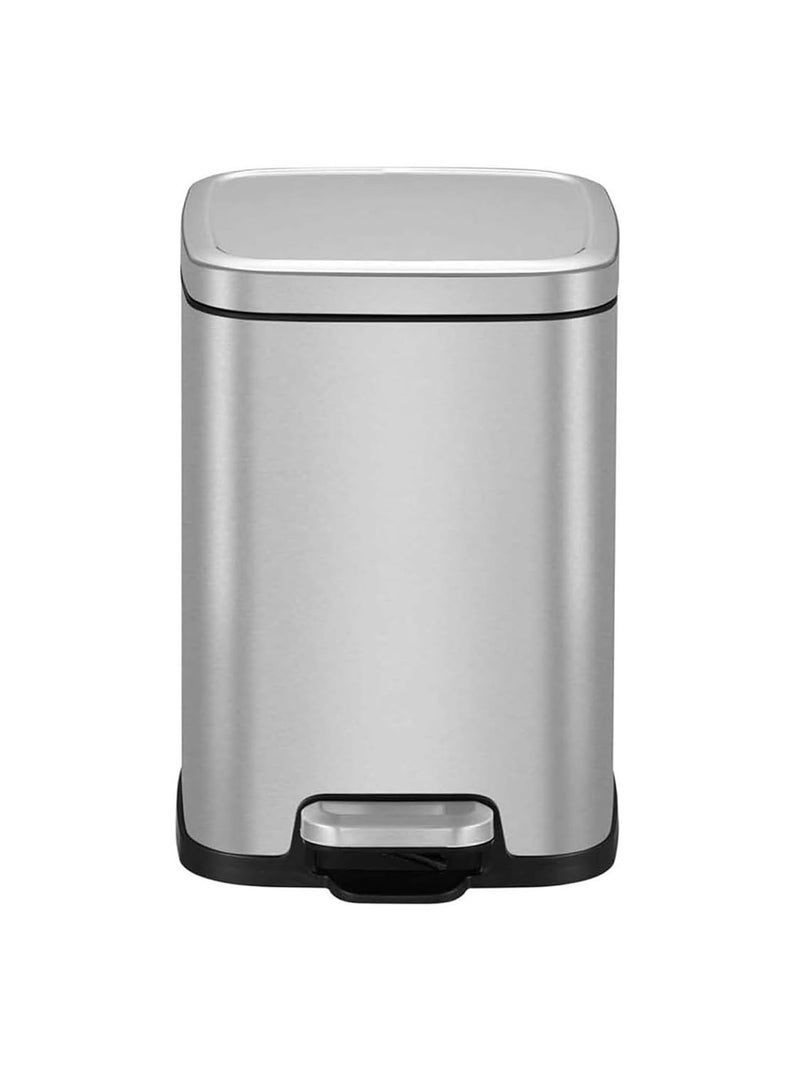 Obsessions Stainless Steel Step Dustbin with Liner, 6 Litres, Metallic