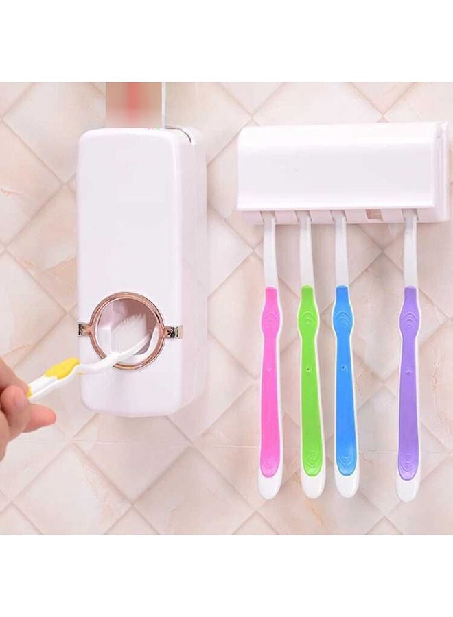 Rahalife مجموعة موزع معجون الأسنان وضاغط فرشاة الأسنان بألوان متنوعة مكونة من قطعة واحدة - Image 2