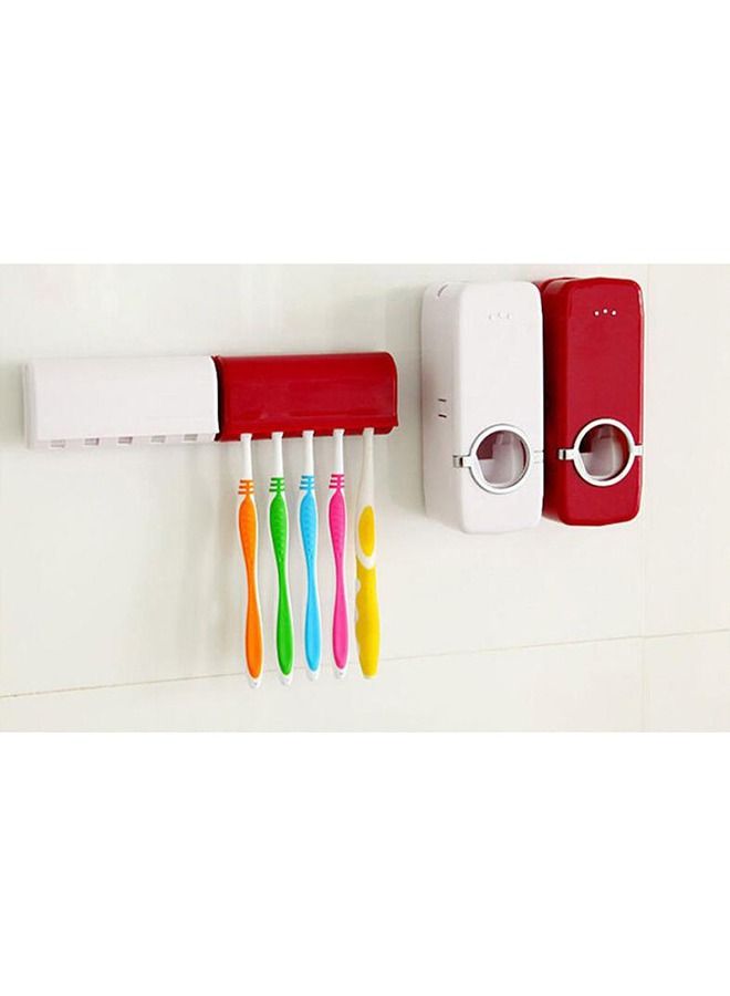 Rahalife مجموعة موزع معجون الأسنان وضاغط فرشاة الأسنان بألوان متنوعة مكونة من قطعة واحدة - Image 3