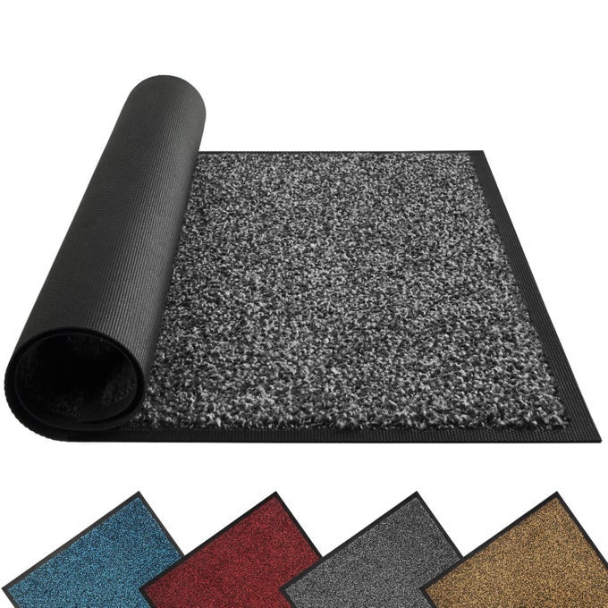 FRONT DOOR MAT DIRT TRAPPER WELCOME MAT FOR OUTDOOR INDOOR NONSLIP WATERPROOF DOORMAT DURABLE MACHINE WASHABLE LOW PROFILE ENTRY RUG FOR BACK DOOR OUTSIDE PATIO PORCH 48 X 24 GREY