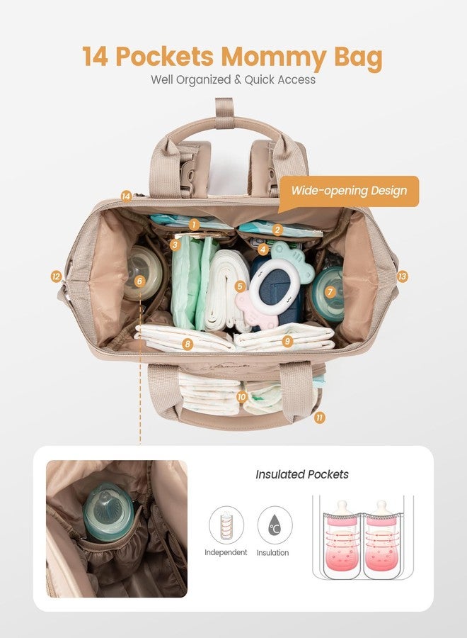 Lovevook حقيبة ظهر صغيرة لحفاضات LOVEVOOK، حقيبة ميني للأطفال للبنات والأولاد مع وسادة تغيير، حقيبة حفاضات للأمهات والآباء مع مشابك عربة، كاكي - Image 2