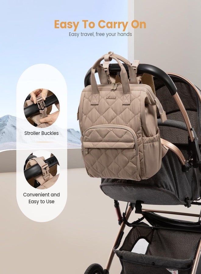 Lovevook حقيبة ظهر صغيرة لحفاضات LOVEVOOK، حقيبة ميني للأطفال للبنات والأولاد مع وسادة تغيير، حقيبة حفاضات للأمهات والآباء مع مشابك عربة، كاكي - Image 4