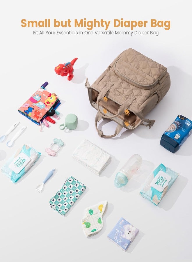 Lovevook حقيبة ظهر صغيرة لحفاضات LOVEVOOK، حقيبة ميني للأطفال للبنات والأولاد مع وسادة تغيير، حقيبة حفاضات للأمهات والآباء مع مشابك عربة، كاكي - Image 3