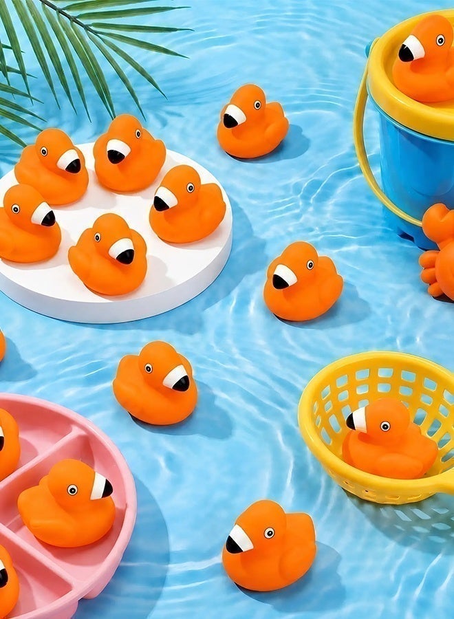 20 Pieces Flamingo Rubber Ducks Bulk, Flamingo Bath Toys, Cute Floating Squeaky Bathtub Ducks for Baby Shower, Birthday Party, Cake Decoration, Classroom Prizes Orange