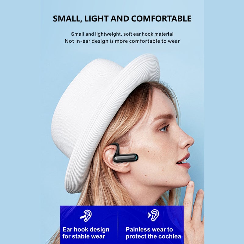 FW5 BT5.2 Business Headset Wireless Earpiece Earhook With Charging Box Mic Led Display Earphones CVC Noise Cancelling Headphone Hands-Free Earphone 600mAh Battery for Business/Work/Driving/Office - Image 4