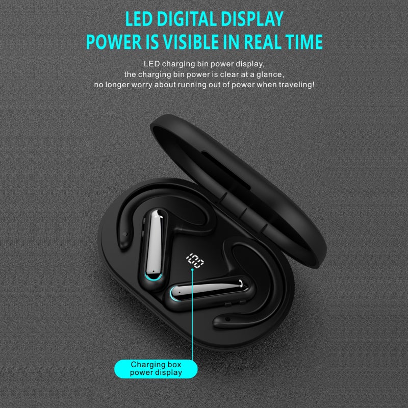 FW5 BT5.2 Business Headset Wireless Earpiece Earhook With Charging Box Mic Led Display Earphones CVC Noise Cancelling Headphone Hands-Free Earphone 600mAh Battery for Business/Work/Driving/Office - Image 5