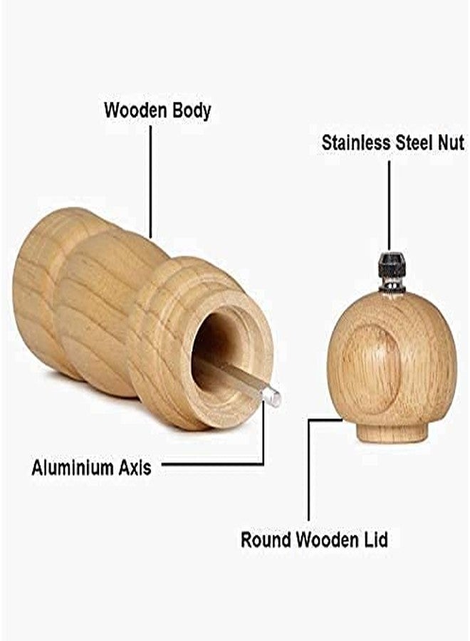 ATHA Salt and Pepper Shakers Set | Wooden Salt and Pepper Grinder with Adjustable Ceramic Rotor Mixer Burr Mill, Salt & Spice Storage Crusher for Home Kitchen Use_8 Inch (Brown) - Image 4