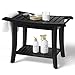 Bamfan Bamboo Shower Bench Inside Shower Stool with SpaceEfficient Storage Shelf Shower Bath Chairs Spa Seats for Bathroom Great for All Ages Unisex Elderly Waterproof Black - Image 1