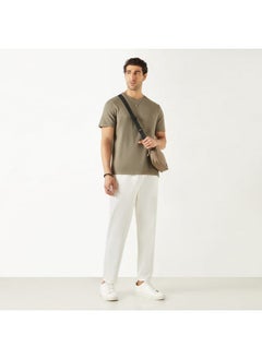 Iconic Iconic Textured Crew Neck T-Shirt with Short Sleeves  - Image 2