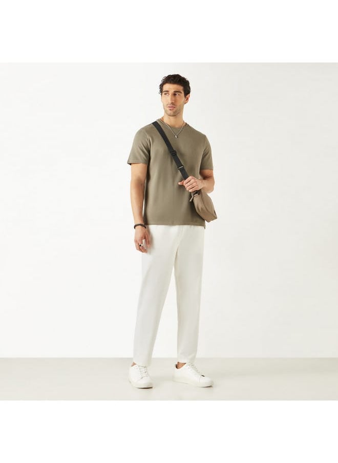Iconic Iconic Textured Crew Neck T-Shirt with Short Sleeves  - Image 2
