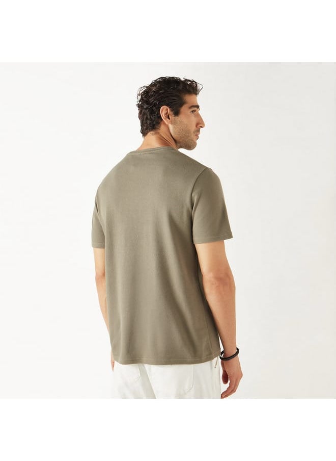 Iconic Iconic Textured Crew Neck T-Shirt with Short Sleeves  - Image 3