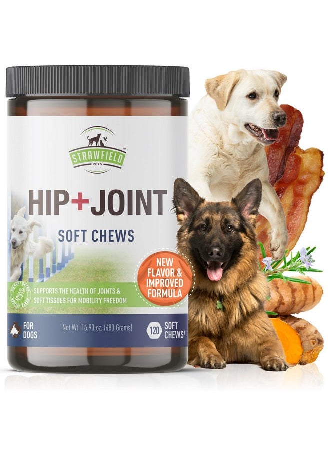 STRAWFIELD PETS - Strawfield Pets Hip + Joint Chews for Dogs Advanced Dog Joint Supplement with Glucosamine Tasty Healthy Mobility Treats Bacon Flavor 120 Count - Image 1