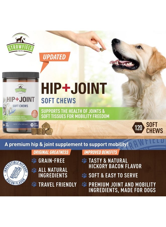 STRAWFIELD PETS - Strawfield Pets Hip + Joint Chews for Dogs Advanced Dog Joint Supplement with Glucosamine Tasty Healthy Mobility Treats Bacon Flavor 120 Count - Image 1