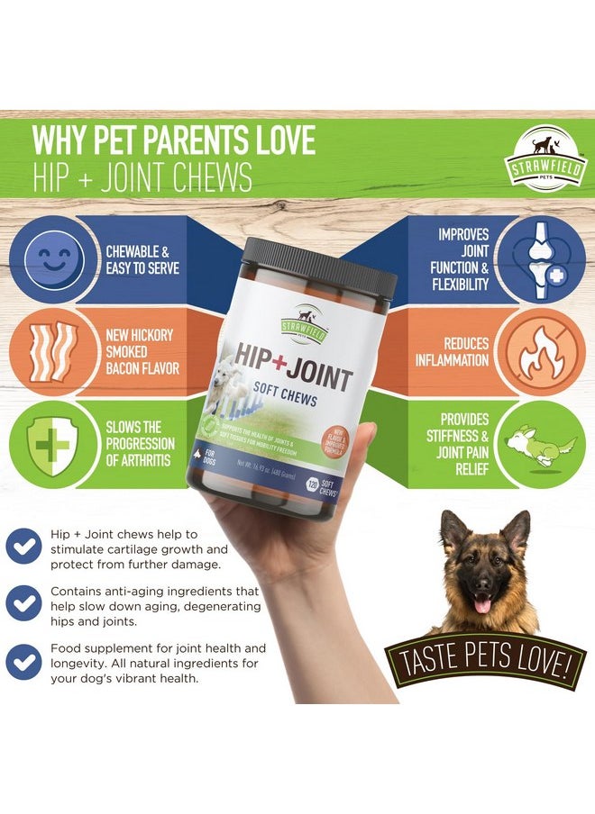 STRAWFIELD PETS - Strawfield Pets Hip + Joint Chews for Dogs Advanced Dog Joint Supplement with Glucosamine Tasty Healthy Mobility Treats Bacon Flavor 120 Count - Image 1