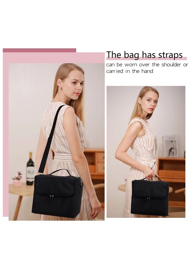 Deciniee Large Makeup Carrying Train Case for Women,Black Travel Makeup Organizer Bag Storage Box,4 Tier Professional Nail Organizer Case with Adjustable Dividers for Nail Tools Jewelry MakeUp Brushes Toiletry - Image 2