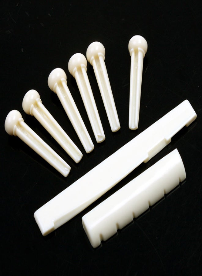A Set of Folk Guitar Bone Bridge Pins Saddle Nut