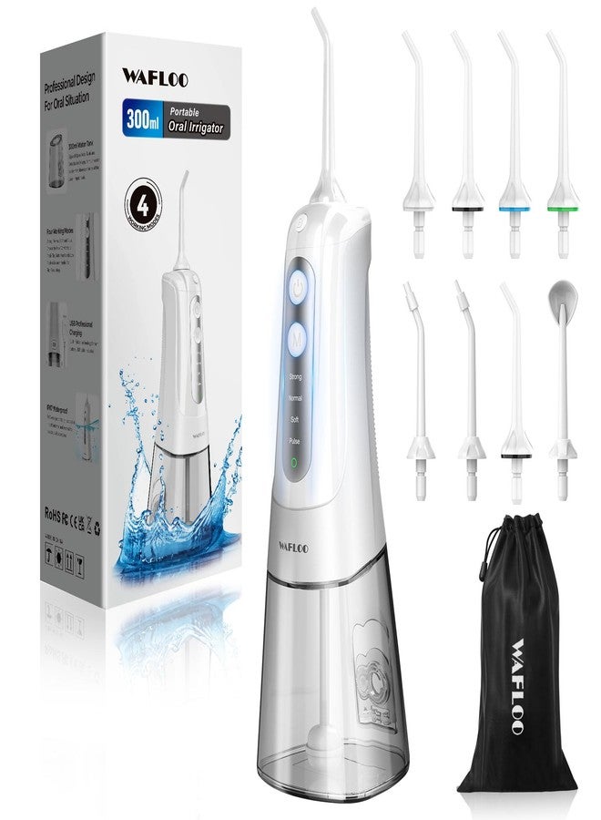 WAFLOO Cordless Water Dental Flosser for Teeth, with 8 Jet Tips, 300ML Tank Oral Irrigator Portable with 4 Modes IPX7 Waterproof Rechargeable Water Floss for Home Travel, Adults Teeth Cleaning (White) - Image 1