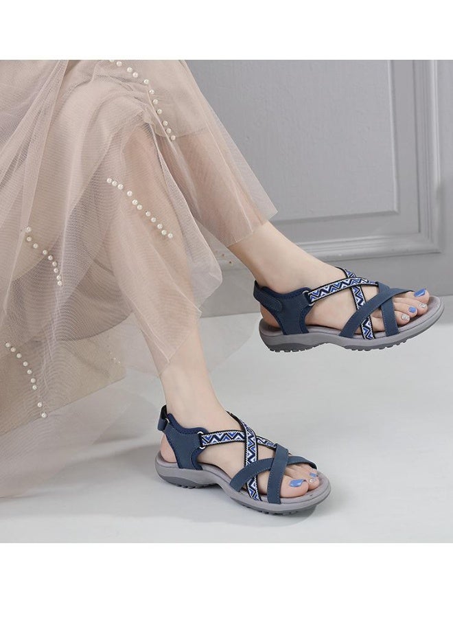 NIBEMINENT Women's Sandals Summer Casual PU Non-Slip Soft Color Bohemia Beach Hollow Out Open Toe Roman Shoes - Image 4