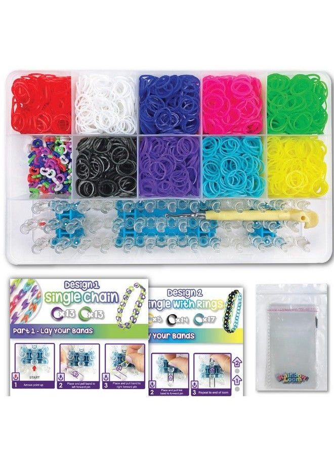 Rainbow Loom مجموعة كومبو تحتوي على أكثر من 4000 شريط مطاطي ملون وتعليمات سوار خطوة بخطوة وحافظة منظمة وهدية رائعة للأطفال من سن 7 سنوات فما فوق لتعزيز المهارات الحركية الدقيقة  - Image 3