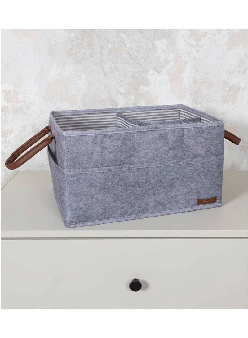ALAS EV TEKSTIL Felt bag with leather handles, size 33x23x19 cm  - Image 1