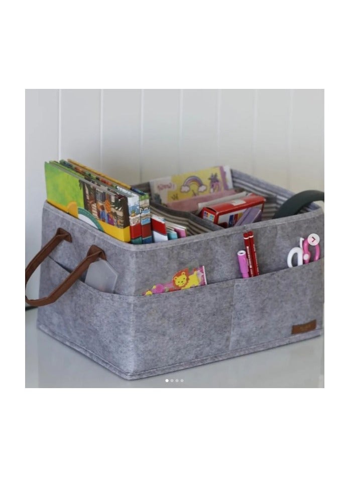 ALAS EV TEKSTIL Felt bag with leather handles, size 33x23x19 cm  - Image 2