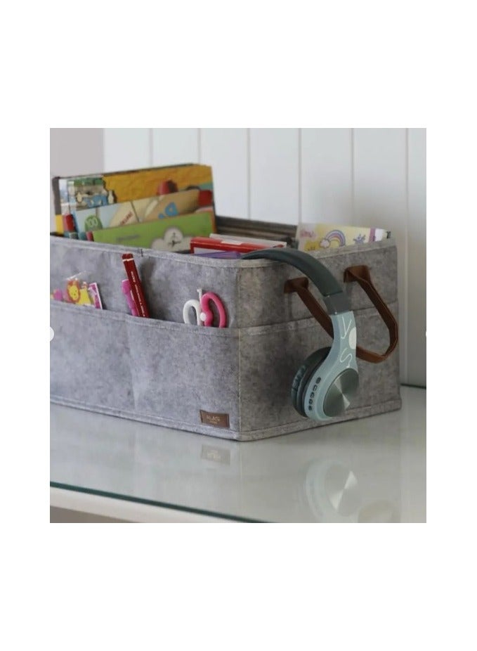 ALAS EV TEKSTIL Felt bag with leather handles, size 33x23x19 cm  - Image 3