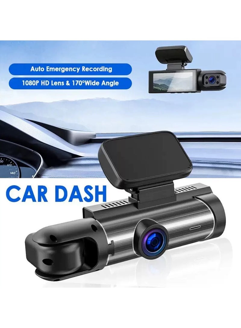 1080P dual-camera driving recorder, front and rear dual cameras, car camera with night vision function, parking monitoring loop recording application, gravity sensor, equipped with 3.16-inch IPS screen, dual-lens driving recorder, free 32GB memory card - Image 3
