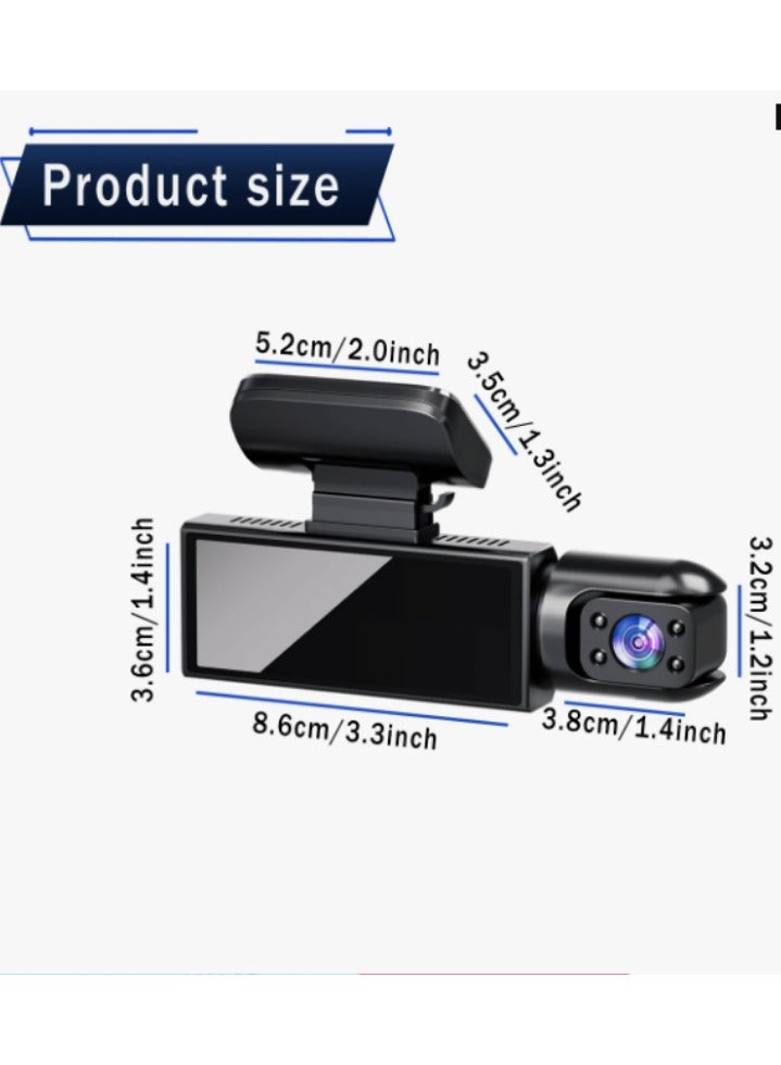 1080P dual-camera driving recorder, front and rear dual cameras, car camera with night vision function, parking monitoring loop recording application, gravity sensor, equipped with 3.16-inch IPS screen, dual-lens driving recorder, free 32GB memory card - Image 5