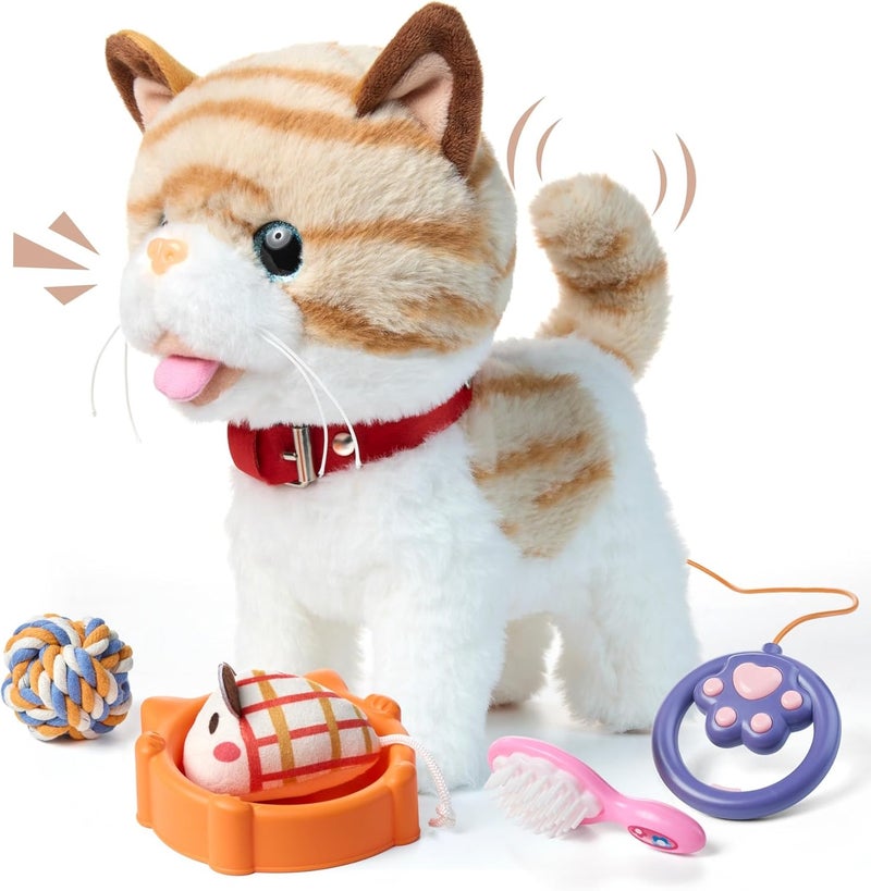 Interactive Plush Cat Toy for Kids - Electronic Walking Kitten with Remote Control - Image 1