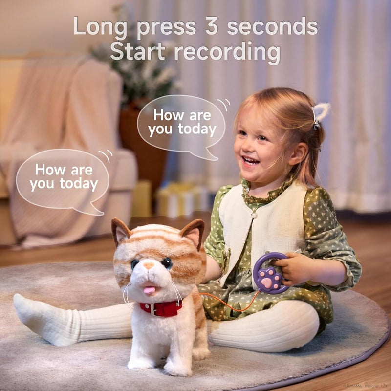 Interactive Plush Cat Toy for Kids - Electronic Walking Kitten with Remote Control - Image 2