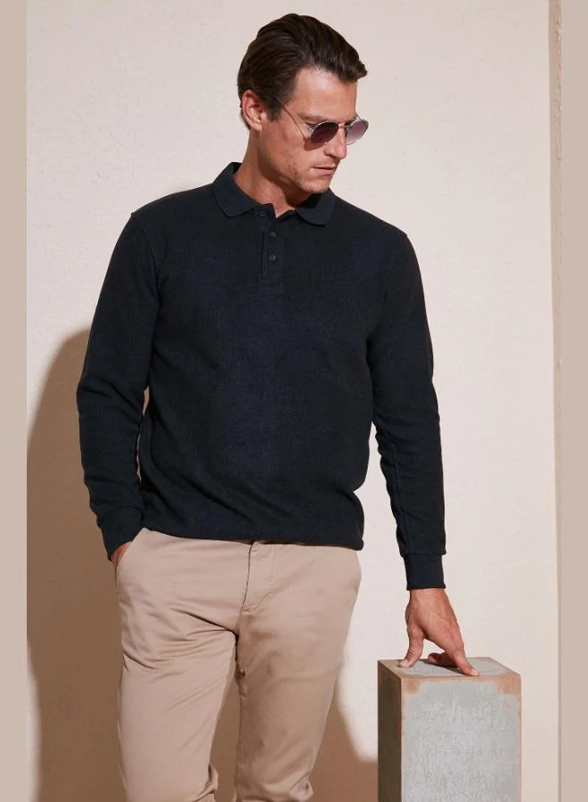 Buratti  Buratti Cotton Blend Regular Fit Polo Collar Sweater Men's POLO COLLAR SWEATER 456223 for Men | Best Price UAE