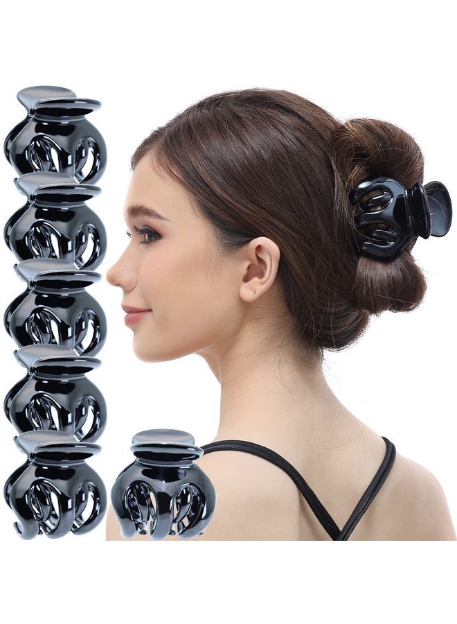 RC ROCHE ORNAMENT 6 Pcs Womens Hair Pumpkin Interlocking Teeth No Slip Secure Grip Strong Solid Ladies Beauty Accessory Classic Clamp Jaw Claw Clip Large Black - Image 1