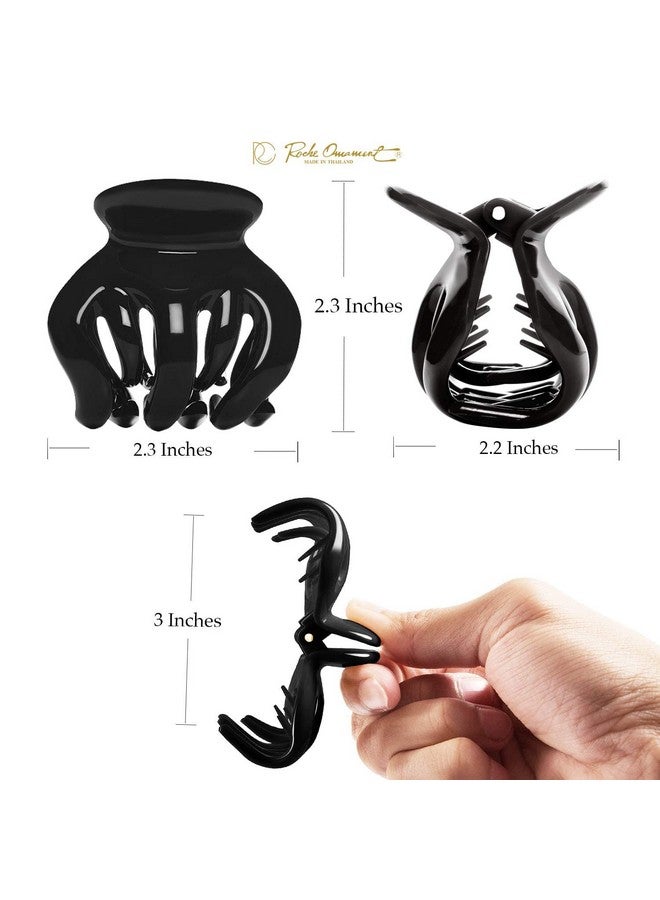 RC ROCHE ORNAMENT 6 Pcs Womens Hair Pumpkin Interlocking Teeth No Slip Secure Grip Strong Solid Ladies Beauty Accessory Classic Clamp Jaw Claw Clip Large Black - Image 5
