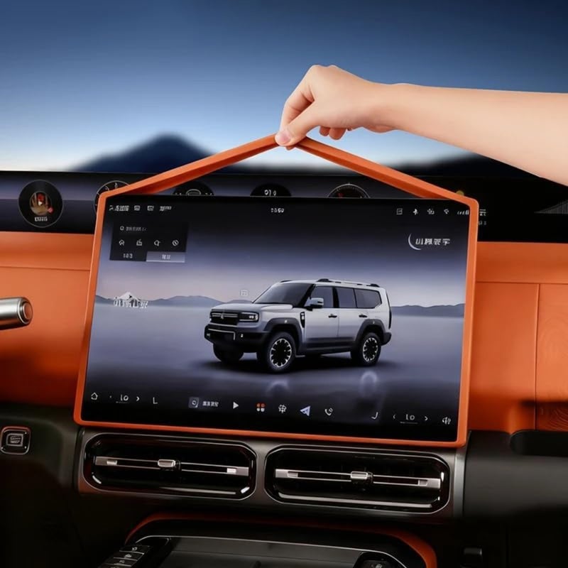 غطاء حماية للشاشة من السيليكون لجهاز JETOUR G700 2025+، إطار عرض وحدة التحكم المركزية، إطار ملاحة مضاد للخدش مع حماية الحواف البرتقالية، ملحق داخلي - Image 4