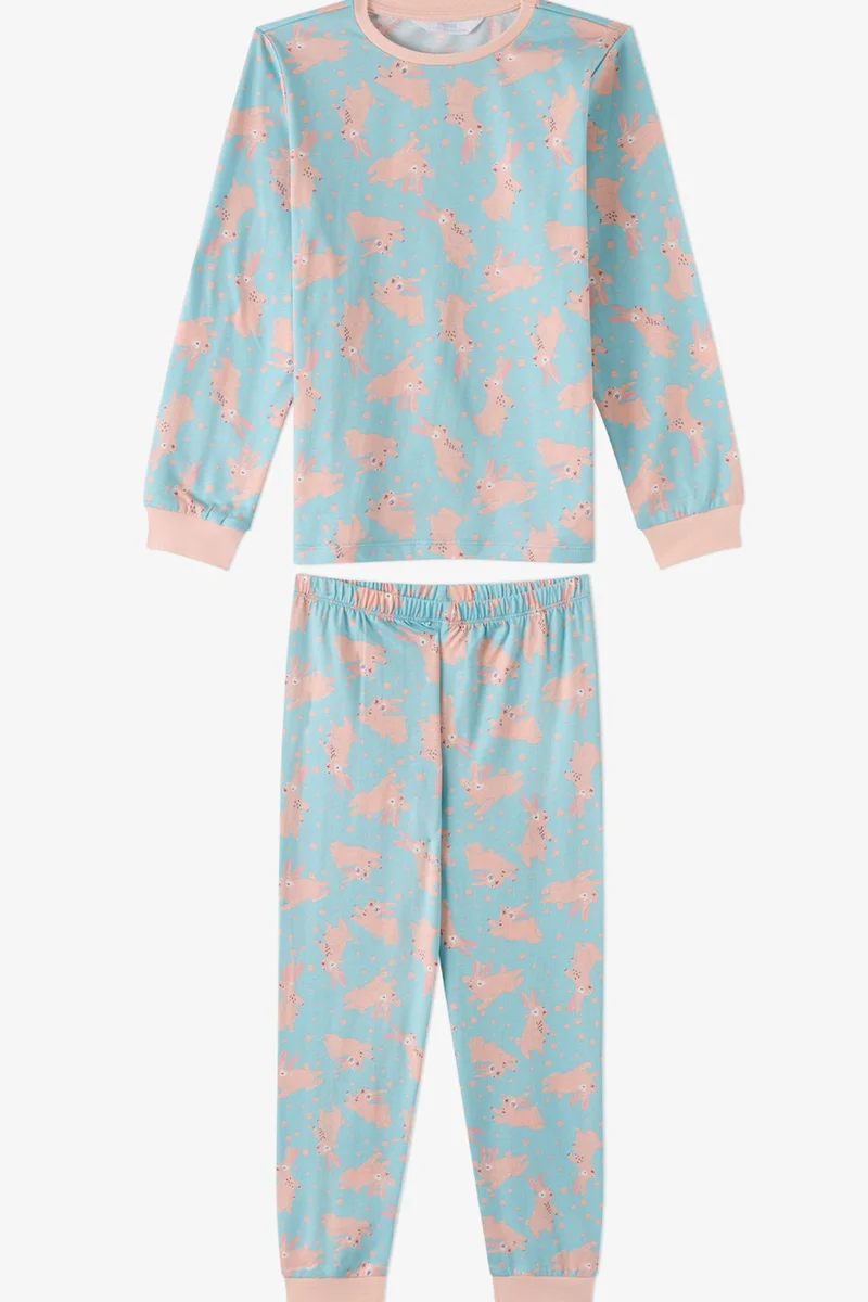 Penti PENTI Girls' Bunny Ride Cotton Long Sleeve Pajama Set