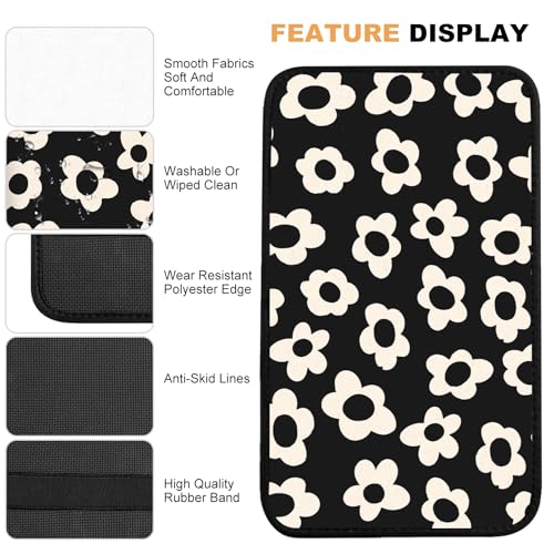 Adastrah Car Center Console Cover,White Flowers Auto Center Console Pad,Armrest Cover Protector for Vehicle SUV Truck Car - Image 4